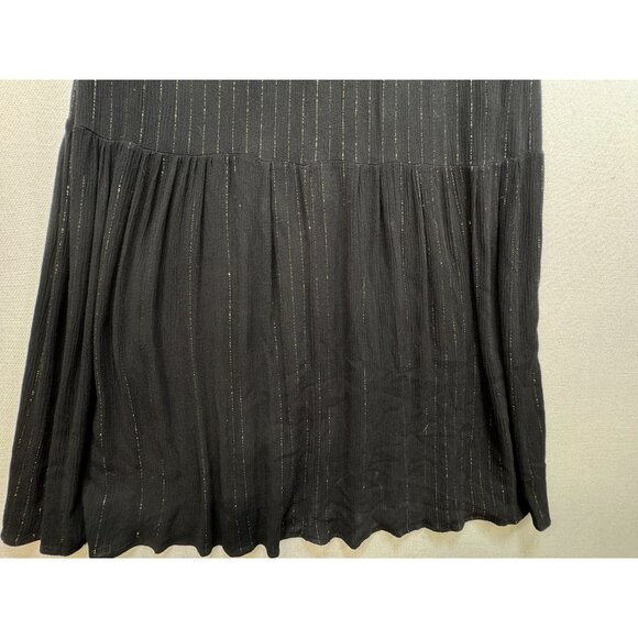 A New Day Womens Maxi Dress Size XS Black Gold  Metallic Stripes Sleeveless - Picture 12 of 16